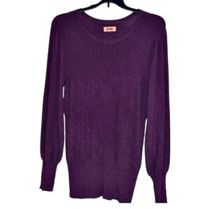 EVRI Soft Knit Sweater Womens L Purple Ribbed Hem/Cuff Long Sleeve Oversized Y2K